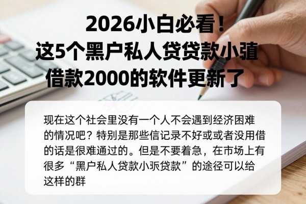 2026小白必看!这5个黑户私人贷款小额借款2000的软件更新了