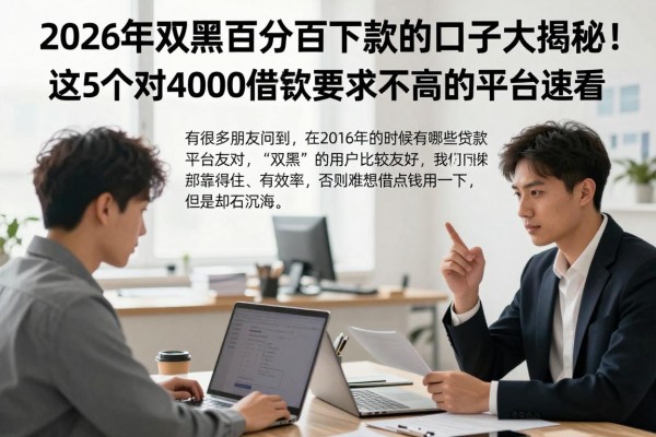 2026年双黑百分百下款的口子大揭秘！这5个对4000借款要求不高的平台速看