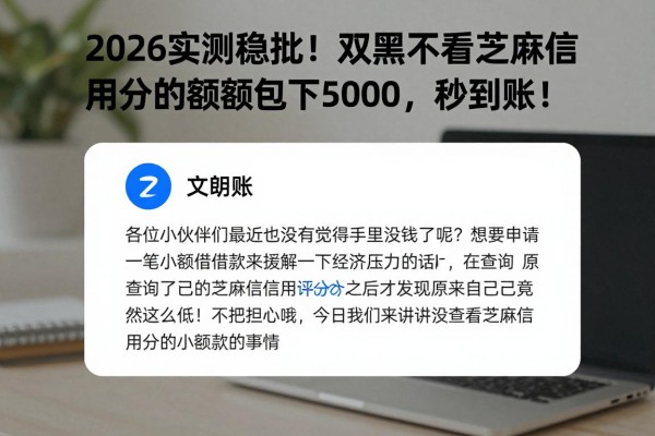 2026实测稳批!双黑不看芝麻信用分的小额包下5000,秒到账!