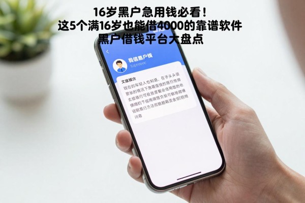 16岁黑户急用钱必看！这5个满16岁也能借4000的靠谱软件，黑户借钱平台大盘点