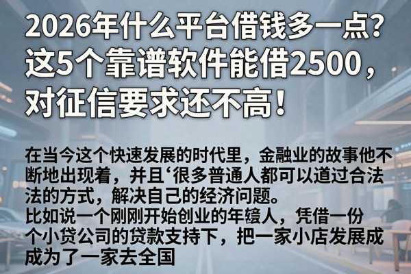 2026年什么平台借钱多一点？这5个靠谱软件能借2500，对征信要求还不高！