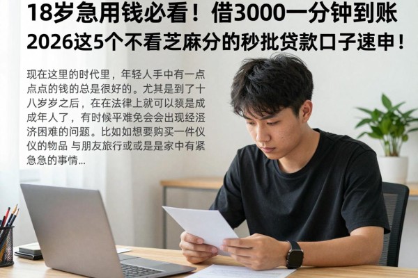 18岁急用钱必看！借3000一分钟到账，2026这5个不看芝麻分的秒批贷款口子速申！
