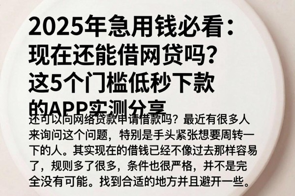 2025年急用钱必看:现在还能借网贷吗?这5个门槛低秒下款的APP实测分享
