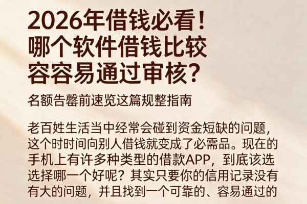2026年借钱必看！哪个软件借钱比较容易通过审核？名额告罄前速览这篇规整指南