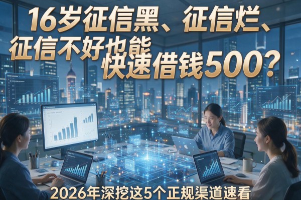16岁征信黑、征信烂、征信不好也能快速借钱500？2026年深挖这5个正规渠道速看！