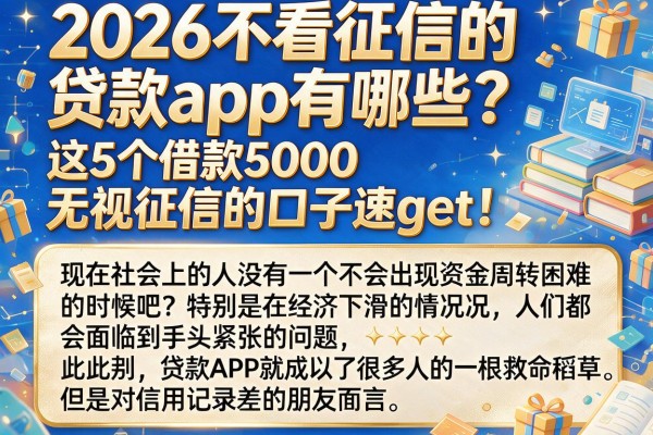 2026不看征信的贷款app有哪些？这5个借款5000无视征信的口子速get！