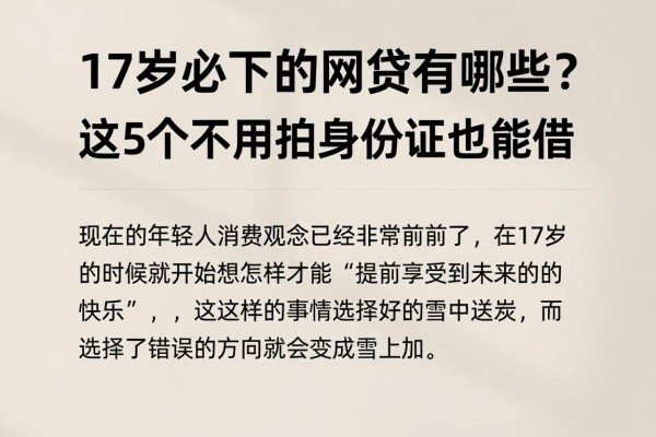 17岁必下的网贷有哪些?这5个不用拍身份证也能借