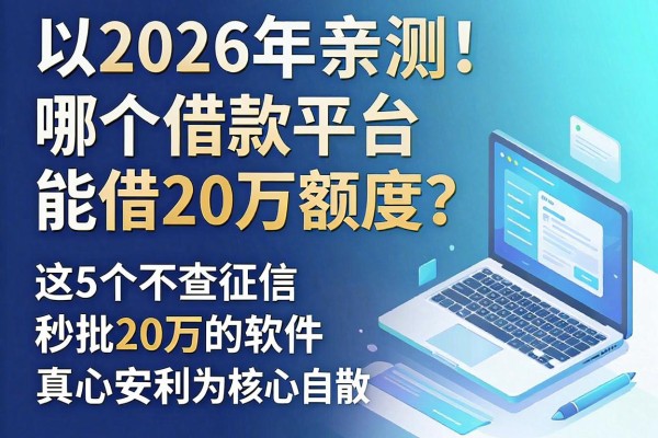 2026年亲测！哪个借款平台能借20万额度？这5个不查征信秒批20万的软件真心安利