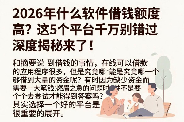 2026年什么软件借钱额度高?这5个平台千万别错过,深度揭秘来了!