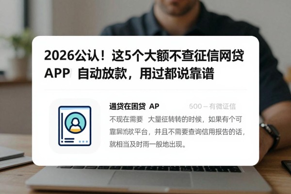 2026公认!这5个大额不查征信网贷APP自动放款,用过都说靠谱