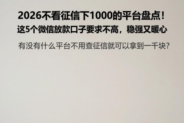2026不看征信下1000的平台盘点！这5个微信放款口子要求不高，稳妥又暖心