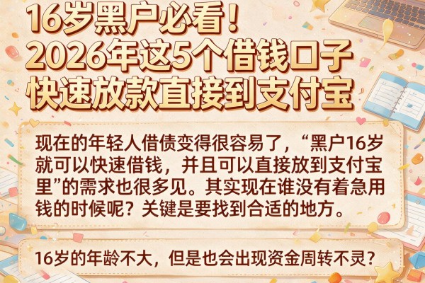16岁黑户必看！2026年这5个借钱口子快速放款直接到支付宝