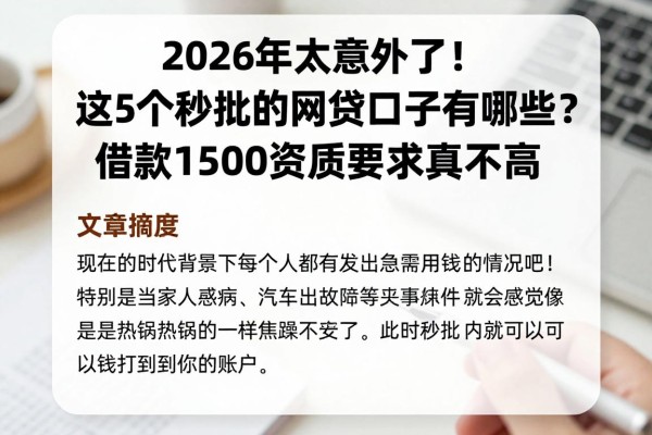 2026年太意外了!这5个秒批的网贷口子有哪些?借款1500资质要求真不高