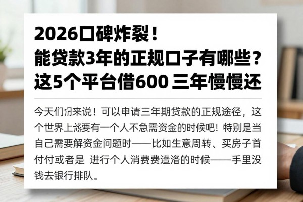 2026口碑炸裂！能贷款3年的正规口子有哪些？这5个平台可借6000三年慢慢还