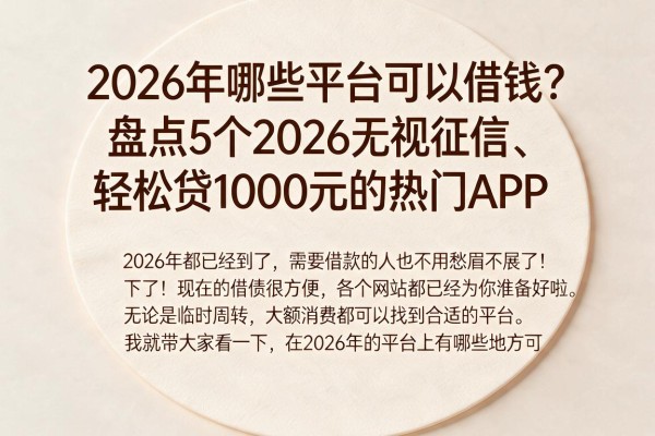 2026年哪些平台可以借钱？盘点5个2026无视征信、轻松贷1000元的热门APP