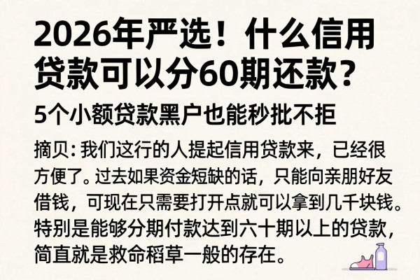 2026年严选!什么信用贷款可以分60期还款?这5个小额贷款黑户也能秒批不拒