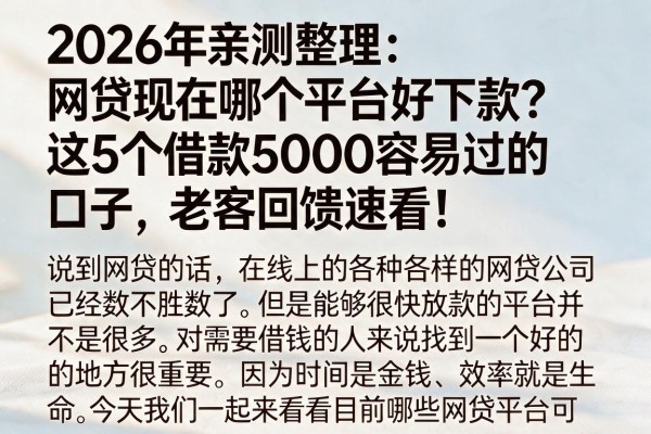 2026年亲测整理：网贷现在哪个平台好下款？这5个借款5000容易过的口子，老客回馈速看！