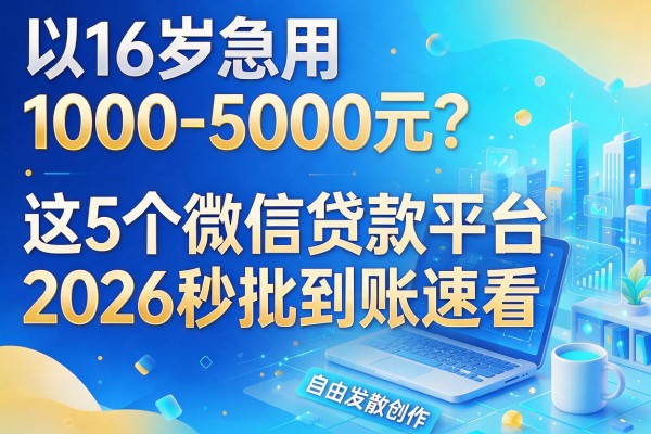 16岁急用1000-5000元？这5个微信贷款平台2026秒批到账速看