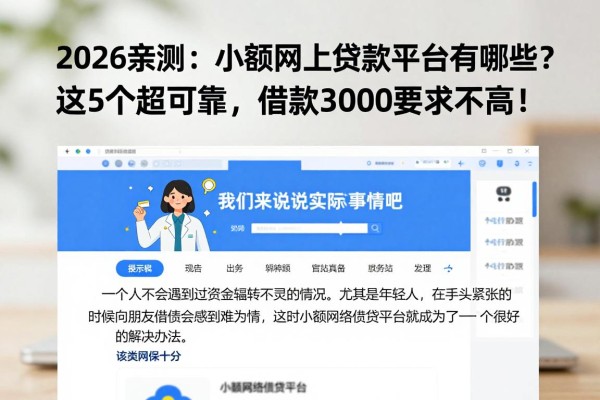 2026亲测:小额网上贷款平台有哪些?这5个超可靠,借款3000要求不高!