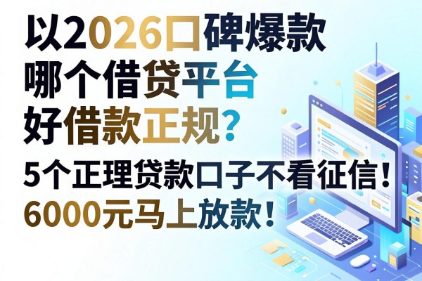 2026口碑爆款:哪个借贷平台好借款正规?这5个正规贷款口子不看征信,6000元马上放款!