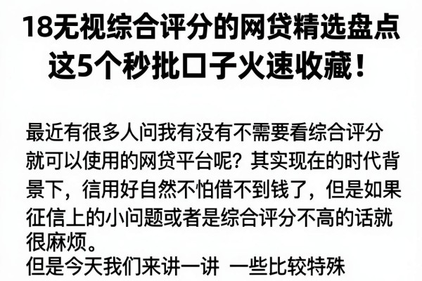 18无视综合评分的网贷精选盘点,这5个秒批口子火速收藏!