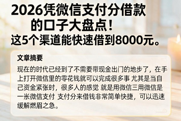 2026凭微信支付分借款的口子大盘点！这5个渠道能快速借到8000元