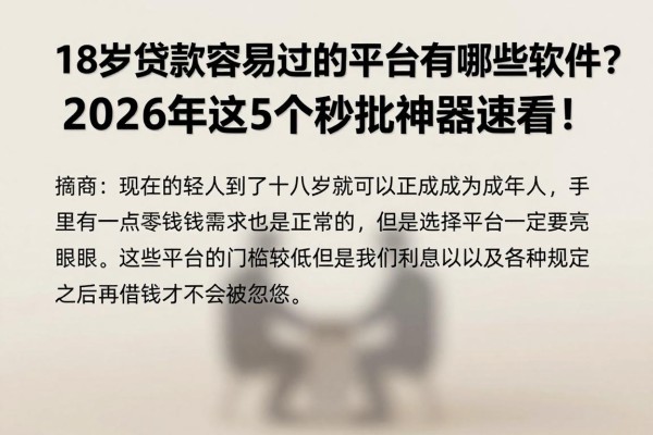 18岁贷款容易过的平台有哪些软件？2026年这5个秒批神器速看！