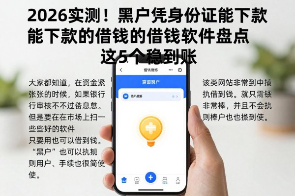 2026实测!黑户凭身份证能下款的借钱软件盘点,这5个稳到账