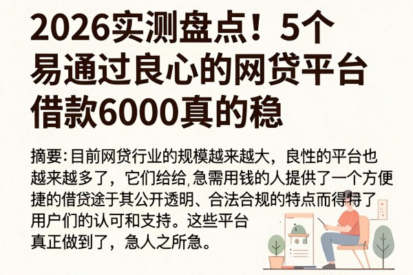 2026实测盘点！5个易通过良心的网贷平台，借款6000真的稳