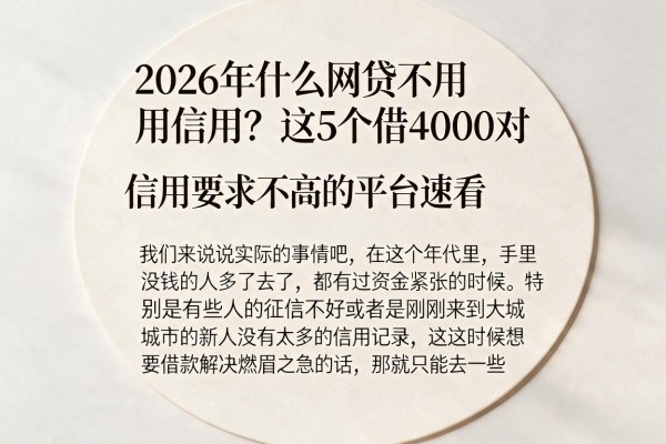 2026年什么网贷不用信用？这5个借4000对信用要求不高的平台速看