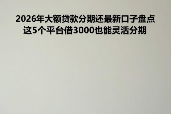 2026年大额贷款分期还款最新口子盘点：这5个平台借3000也能灵活分期