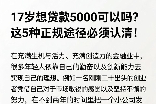 17岁想贷款5000可以吗？这5种正规途径必须认清！