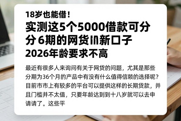 18岁也能借！实测这5个5000借款可分36期的网贷新口子，2026年龄要求不高