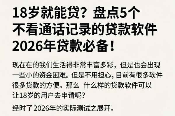 18岁就能贷?盘点5个不看通话记录的贷款软件,2026年贷款必备!
