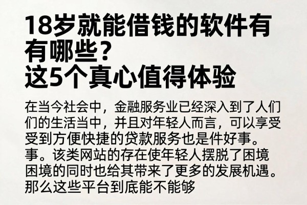 18岁就能借钱的软件有哪些？这5个真心值得体验