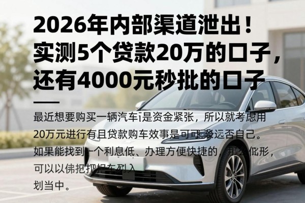 2026年内部渠道泄出！实测5个贷款20万的口子，还有4000元秒批的口子