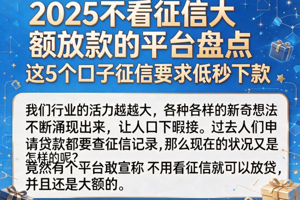 2025不看征信大额放款的平台盘点，这5个口子征信要求低秒下款