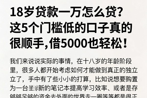 18岁贷款一万怎么贷?这5个门槛低的口子真的很顺手,借5000也轻松!