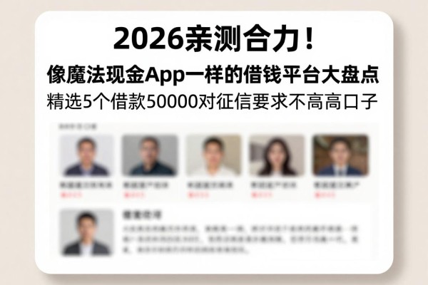 2026亲测给力！像魔法现金app一样的借钱平台大盘点，精选5个借款50000对征信要求不高的口子