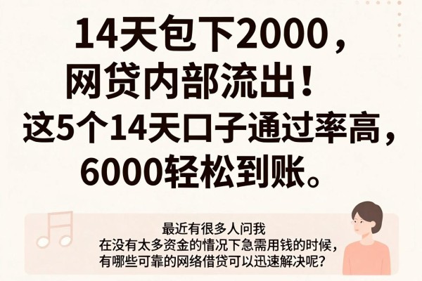 14天包下2000的网贷内部流出!这5个14天口子通过率高,6000轻松到账