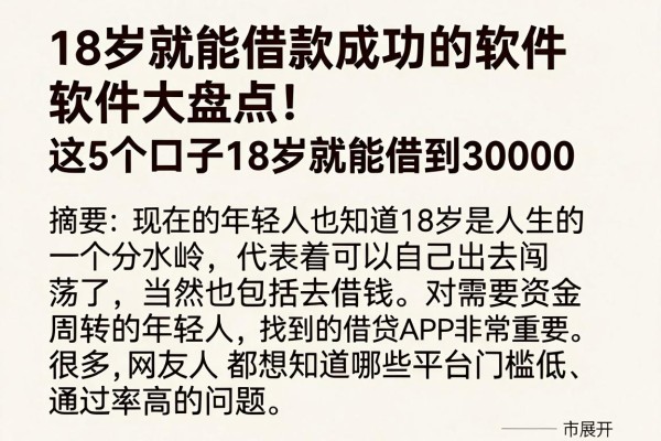18岁就能借款成功的软件大盘点!这5个口子18岁就能借到30000