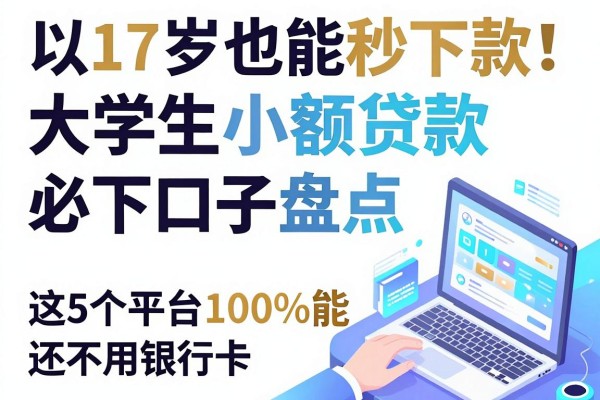 17岁也能秒下款!大学生小额贷款必下口子盘点,这5个平台100%能借到还不用银行卡