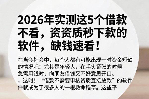 2026年实测这5个借款不看资质秒下款的软件,缺钱速看!