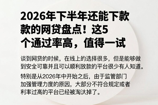 2026年下半年还能下款的网贷盘点!这5个通过率高,值得一试