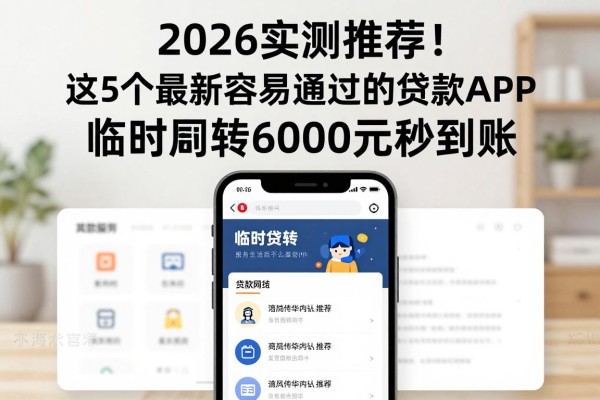 2026实测推荐！这5个最新容易通过的贷款APP，临时周转6000元秒到账