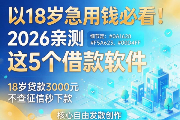 18岁急用钱必看！2026亲测这5个借款软件，18岁贷款3000元不查征信秒下款