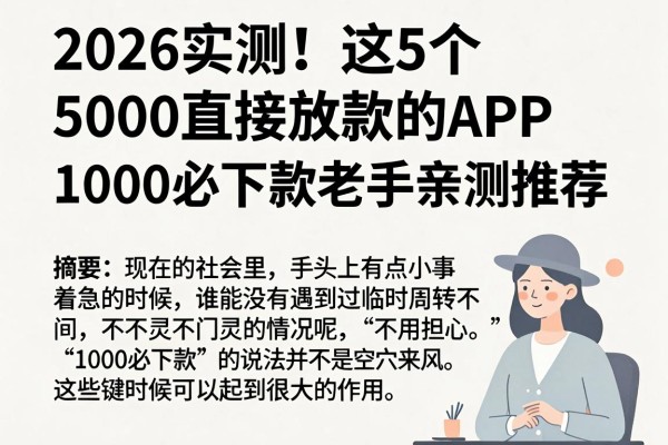 2026实测!这5个5000直接放款的APP,1000必下款老手亲测推荐