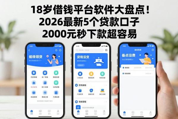 18岁借钱平台软件大盘点!2026最新5个贷款口子,2000元秒下款超容易