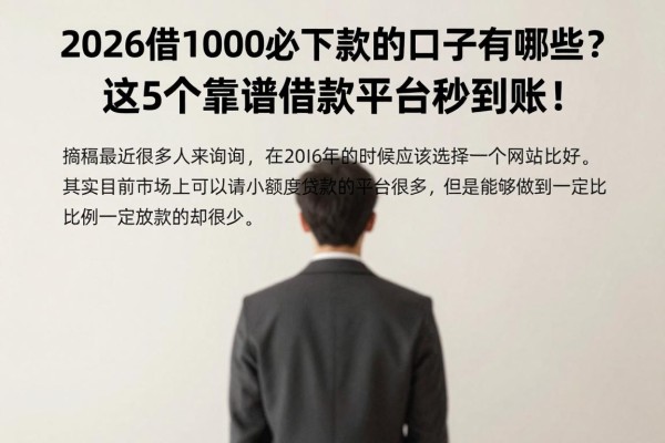 2026借1000必下款的口子有哪些？这5个靠谱借款平台秒到账！