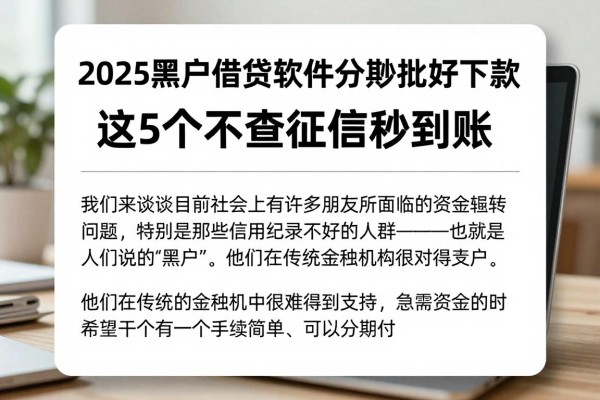 2025黑户借钱软件分期秒批好下款!这5个不查征信秒到账